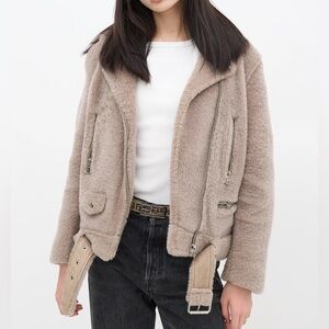 ACNE Studios Beige/Stone Shearling Moto Jacket